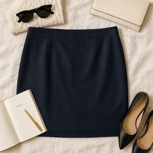 J Crew Double Serge Wool Pencil Skirt Black Back Vent Lined Career Womens 12
